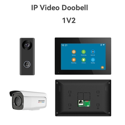 All Black WIFI Video Doorbell Dengan 166° Wide Visual Angle SD Card Recording dan Motion Detection