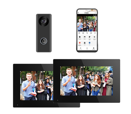 All Black WIFI Video Doorbell Dengan 166° Wide Visual Angle SD Card Recording dan Motion Detection