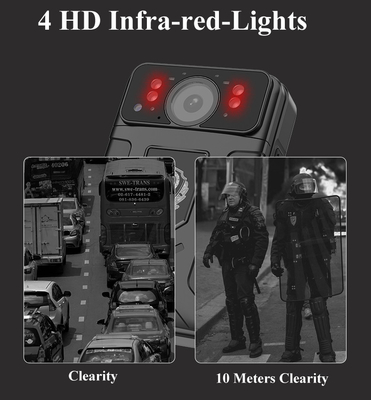 Kamera yang Dipakai Polisi Tubuh 1080P IR Night Vision 140 Derajat Dengan Kartu TF 64 GB