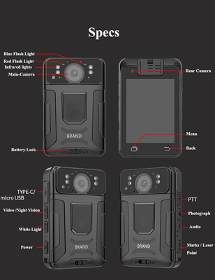 4G Waterproof IP67 Rated Polisi Kamera Berpakaian Dengan Pelacakan GPS 1080p Mini Kamera