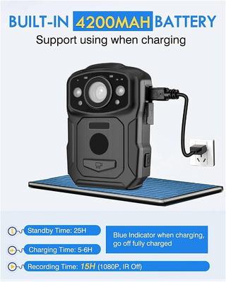 Resolusi 4K IP68 Wifi Kamera Body-Worn H.264/H.265 Video Encoding dengan NFC dan Sistem Android 10