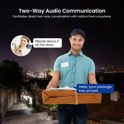 Mendukung IR Night Vision Dual Camera Doorbell dengan Komunikasi Audio Dua Cara dan AI Human Recognition Photosensitive