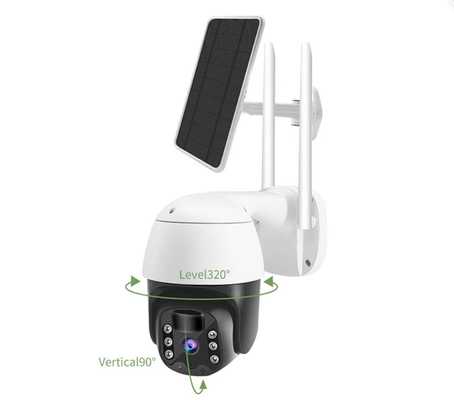 PAN TILT PTZ Kamera Keamanan Night Vision 1080P H264 H265 5W Solar