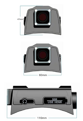 Kamera Helm Pengaman 4G Lensa Ganda 1080P H.265 4 Core Untuk Taktis Militer