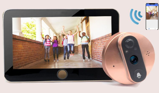 1080P Lubang Video WIFI Bel Pintu Baterai 5000mAH IR CUT Saklar Otomatis
