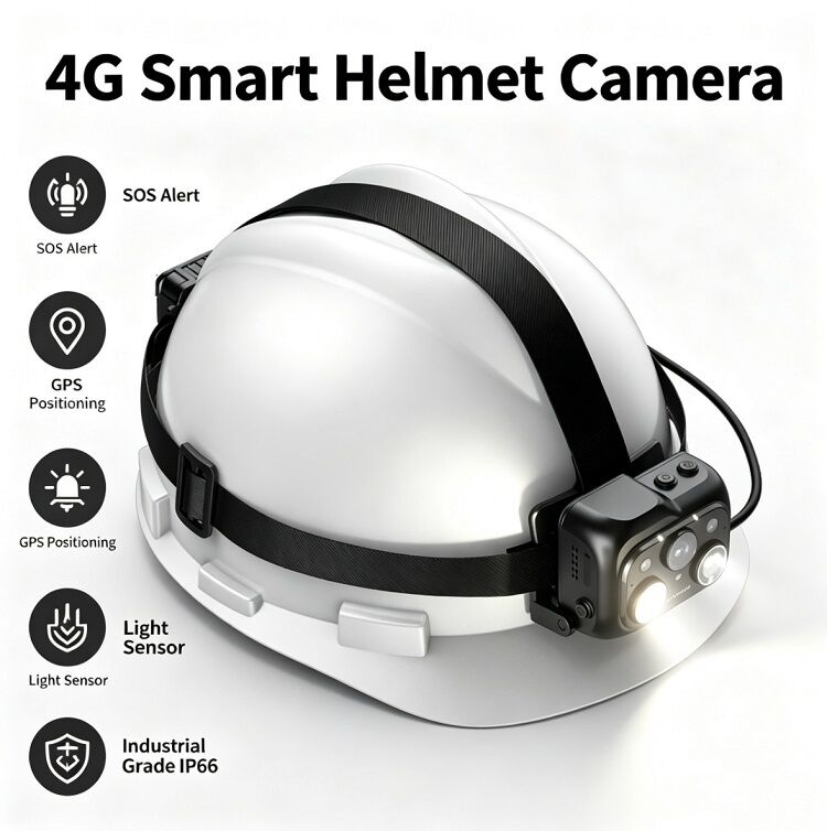 Kamera Helm Keselamatan Menampilkan Layar Sentuh IPS 2 Inci dan Kamera Utama Penglihatan Malam Starlight untuk Video Unggul